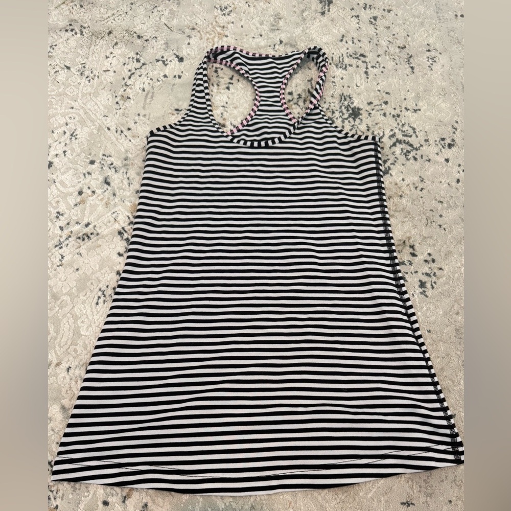 Lululemon Cool Racerback Narrow Bold Stripe Black Angel Wing